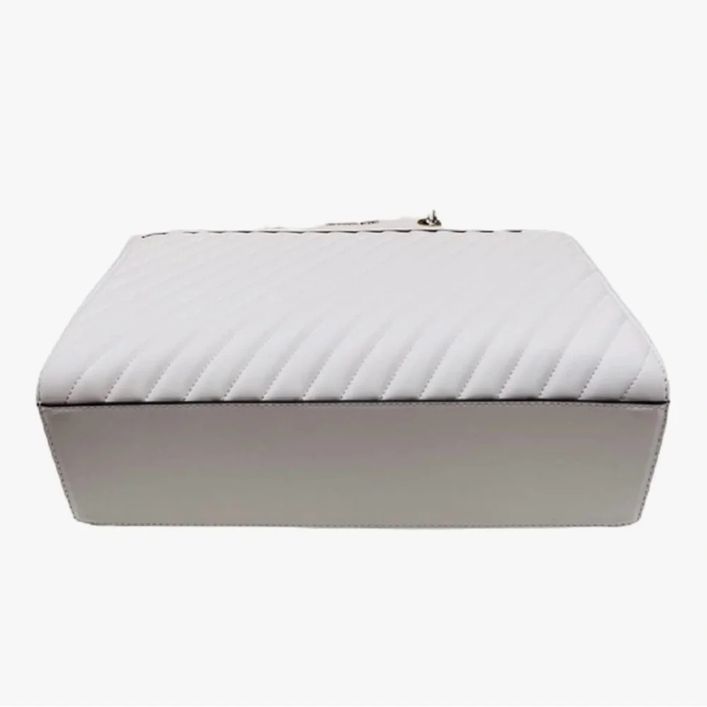 Michael Kors Rose Large Quilted East/West Tote Bag Handbag Optic White $528 Nwt - Picture 5 of 11